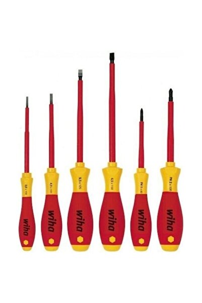 wiha Комплект електрически отвертки SoftFinish, 6 броя (червени / жълти)