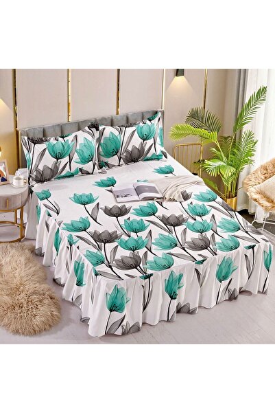 Inovius Ruffled Bed Sheet and 2 Fine Cotton Pillowcases - JOJ85