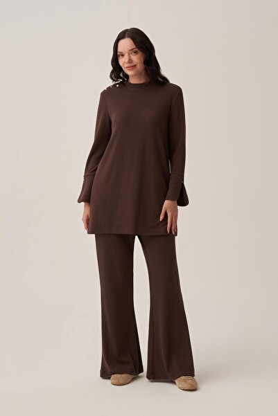 ALLDAY Coffee-Pilise Detailed Trouser Suit