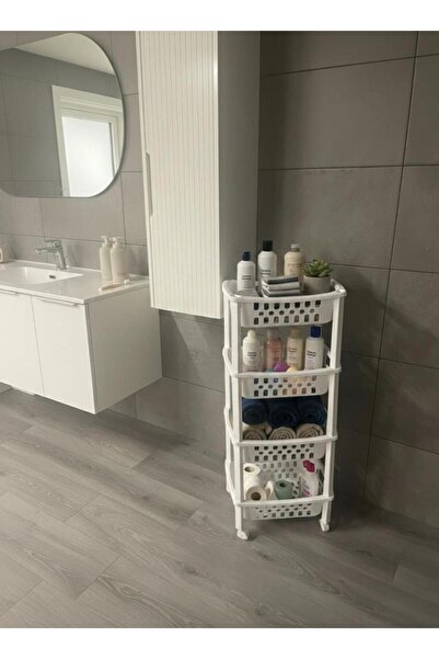 Okyanus Home Multi 4-Tier Wheeled Bathroom-Kitchen Organizer White