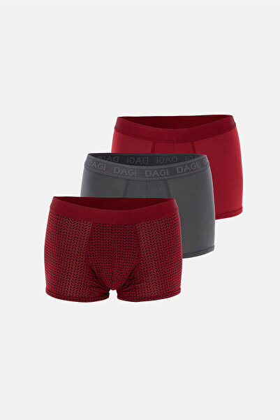 Dagi Roșu-Negru 4210 Pachet de 3 boxeri cu model din micro modal