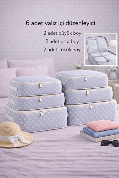 Spartek home textile 6 Piece Polka Dot - Travel Suitcase Organizer Set Withou...