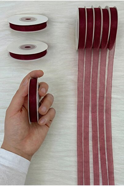 ZEYMERADE Organza Tulle Ribbon Burgundy 1 cm 22 Mt, Bride, Bundle, Engagement...