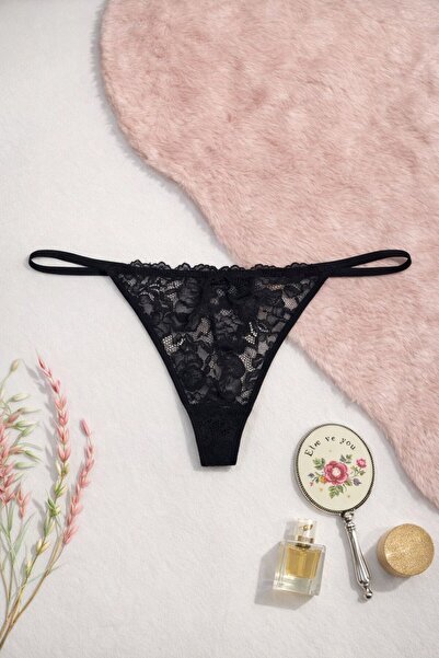 SCM LINGERIE KADIN SİYAH DANTELLİ TANGA