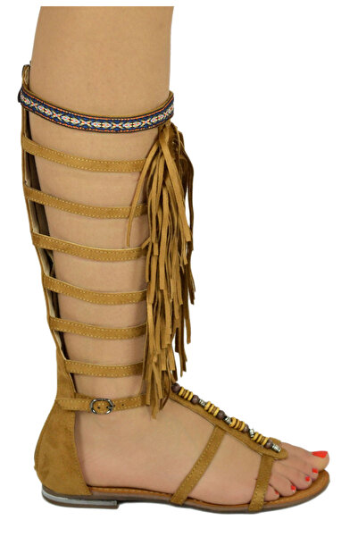 Elis Fashion Brown gladiator sandals with low sole #1696