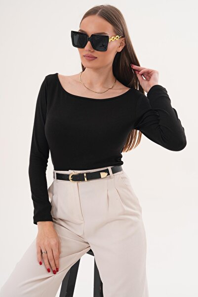 ŞİMAL Women's Boat Neck Long Sleeve Blouse - 260112