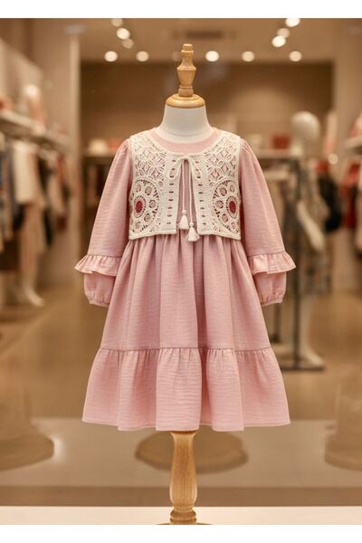 Miaras Girl's Elegant Lace Detailed Dress |   Daily & Special Occasion