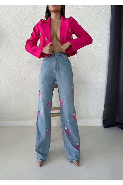 1Moda1Tarz Спеціальний дизайн Mom Jeans з китицями з імпортного деніму