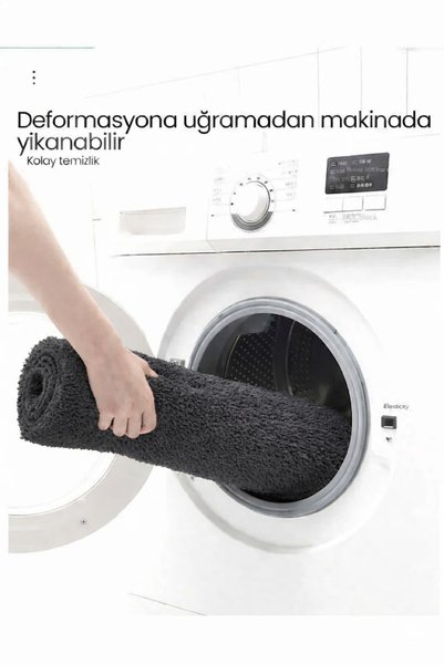 Sarar Plush Non-Slip Washable Bath Mat Toilet Set 3-Piece 50x80/50x60/40x45 (toilet lid)