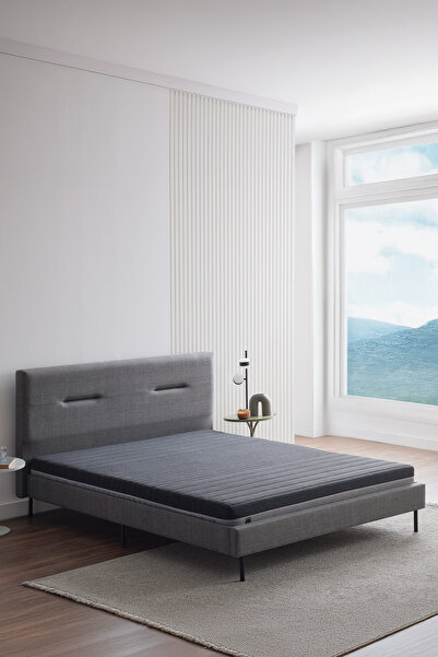 Yataş Optimum Support Yatak, Sovene Başlıklı Karyola 3'lü Set - Koyu Gri