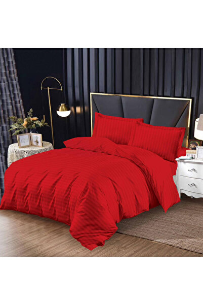Inovius Damask Bed Linen, 1 Person, 4 Pieces with Elastic, Red - SIPRg-01