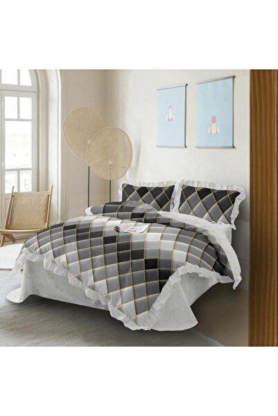 Inovius Lenjerie de Lux cu Volanase pentru pat dublu din Bumbac FINET- CPL65