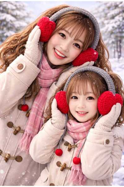 Momsada Zara Model Heart-Shaped Headphones Mother and Child Heart-Shaped Crow...