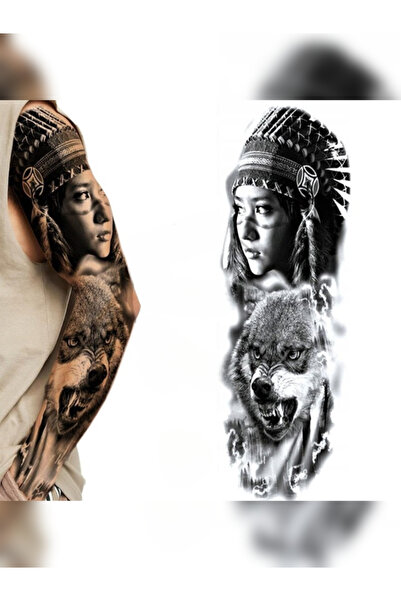 OEM Tatuaj Temporar Unisex „Spiritul Lupului”, Waterproof, , Rezistență 6 Luni
