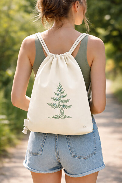 hodie collection Juniper Printed Raw Fabric Drawstring Backpack