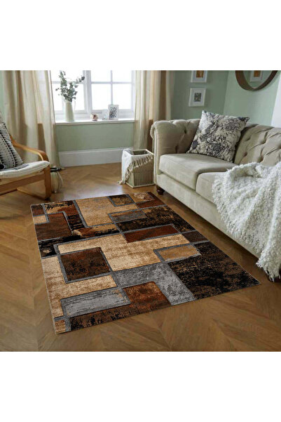 Dualhome Rug Friese Mara Brown, 60x200 cm, Geometric - 60x200 cm, rectangle, ...