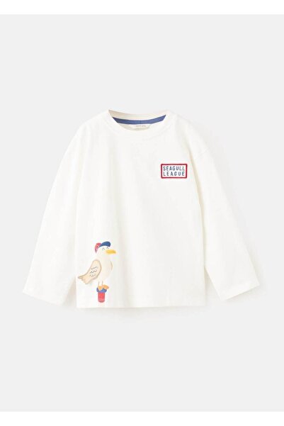 MANGO Baby Kayık desenli pamuklu tişört