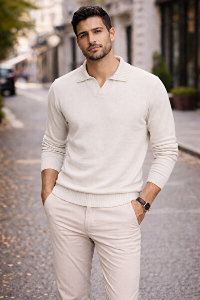 Duuf سترة تريكو بياقة بولو قياسية للرجال