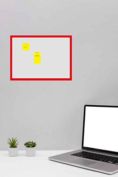 Scribo Mantar Pano 35x50 cm Kırmızı Çerçeve Beyaz Zemin