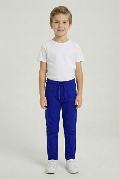 nacar çarşı Dečačke Kobalt plava plave elastične pantalone sa vezanjem Lan 23...
