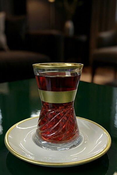 DECOSTYLE Maide Mat Gold Ast Derin 12 Piece Tea Set - Luxury Set with Porcela...