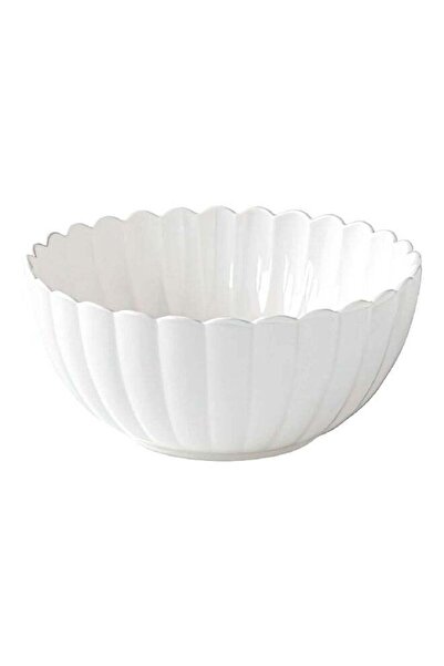 Generic Easy Life Elegant Round Shaped Easy Cleaning Porcelain Salad Bowl Whi...