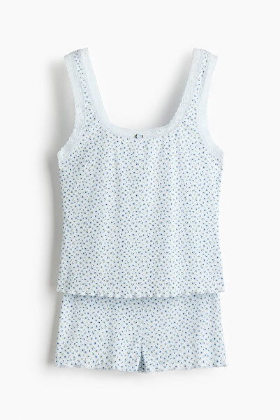 H&M Dantel Şeritli ve Ribanalı Pijama Takımı