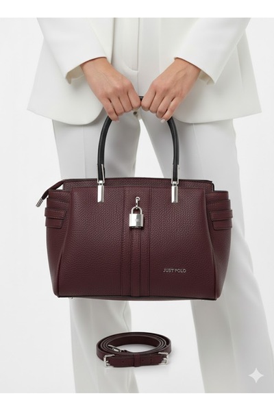 Just Polo Women's Leather Hand and Shoulder Bag - Stylish Design with Lock De...
