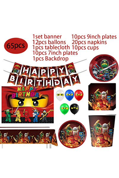 Choice 65pcs set Ninjas Birthday Party Supplies Decorations Disposable Tablew...