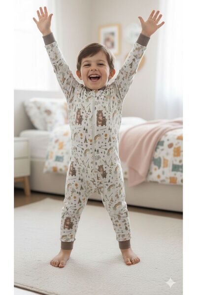 ÖZLEM BEBE Camping Patterned Certified Fabric 1 Tog Flannel Children's Sleepi...