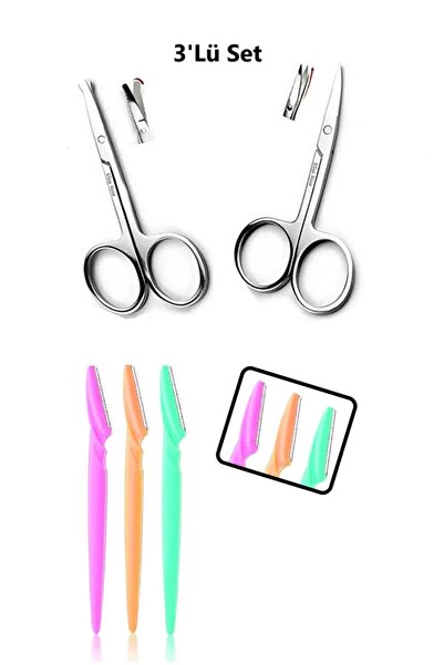 Mirayavm Kaş Bıyık Kesme Makası & Burun Kılı Kulak Kılı Kesme Makası & 3 lü K...