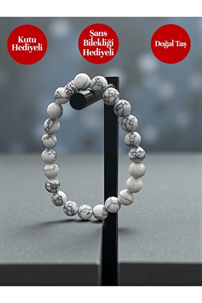 Vexa Aksesuar Howlite Stone Bracelet – Certified Natural Stone – Gift Boxed &...