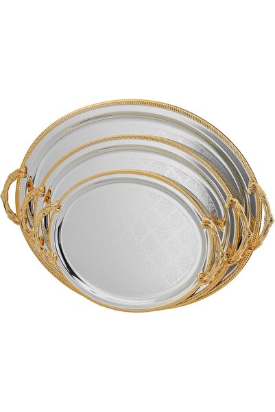 ALSAIF Oval Serving Tray Set with Side Handles