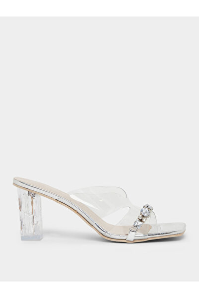Take Two By Styli Embellished Transparent Block Heel Sandals