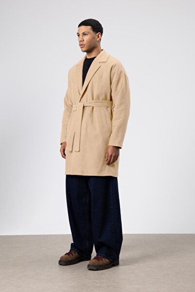 VAMOSCLO Belted Oversize Cashmere Coat Beige