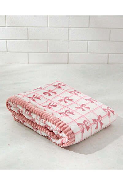 REDTAG بطانية شيربا من الفلانيل الأبيض والوردي للأطفال