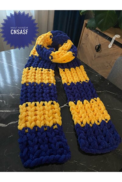 CNSASF Sarı Lacivert Atkı/El Örgüsü Atkı