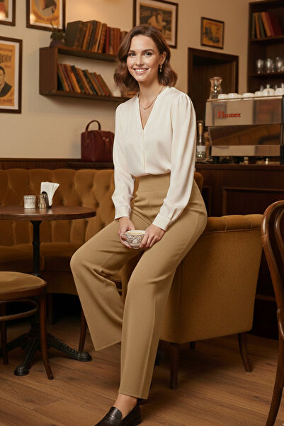 AYMELEK Women's Knitwear Woven Loose-Fit Wide-Leg Pants