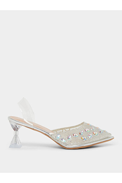Take Two By Styli Embellished Transparent Kitten Heel Sandals