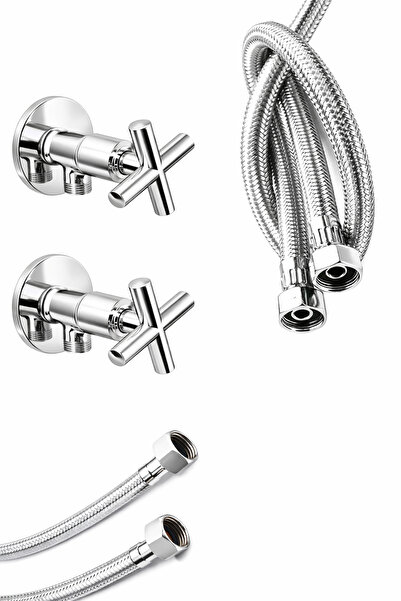 MUSLUQ مجموعة تركيب المرحاض برأس الكبش المرنة 2 قطعة خرطوم مرن 70 سم