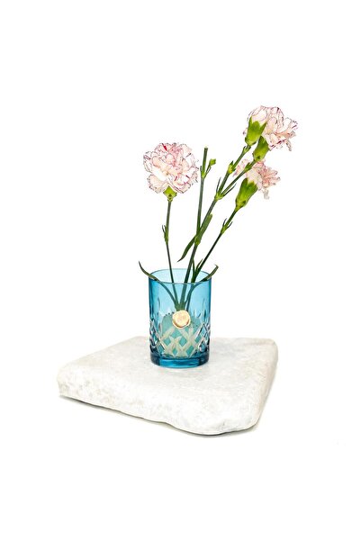 Missi Flora Design- Minimal Blue Cut Glass Vase