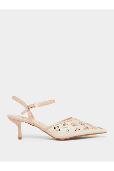 Styli Women Beige Embellished Pointed Toe Shoes