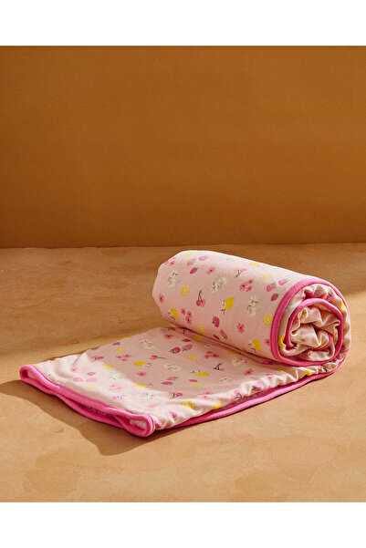 REDTAG بطانية أطفال من قماش الإنترلوك والشيربا " مطبوع باللون الوردي الفاتح