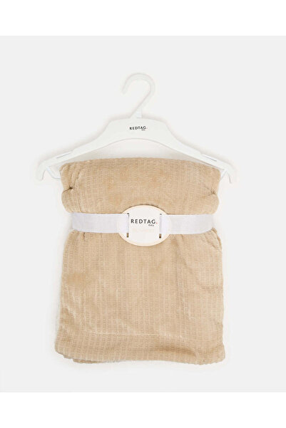 REDTAG بطانية شيربا بنية اللون بطبقتين بنمط الوافل