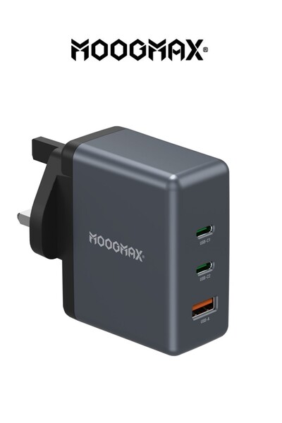 MOOGMAX 100W GaN three-port laptop wall charger, two Type-C ports supporting ...