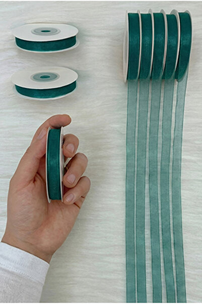 ZEYMERADE Organza Tulle Ribbon Emerald Green 1 cm 22 Mt, Bundle, Engagement, ...