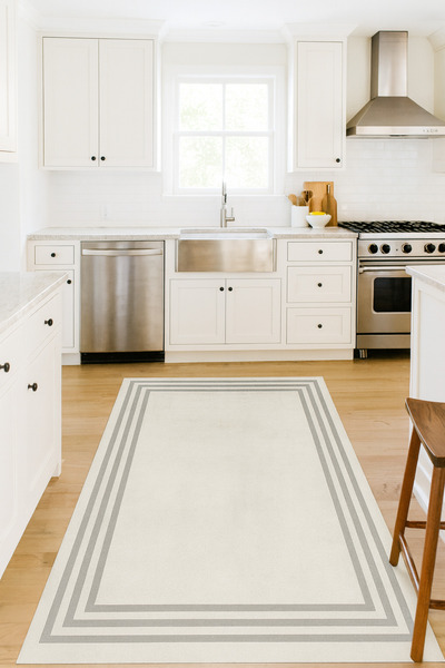 DOREM DİJİTAL BASKILI Kaymaz Taban Yıkanabilir Modern Mutfak Halısı Salon Hal...