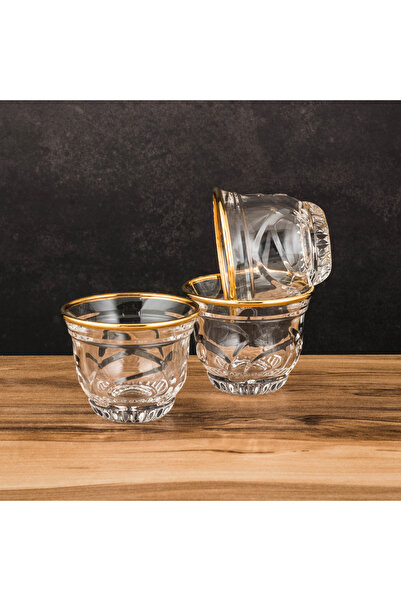 ALSAIF ☕ طقم فناجين زجاج ياباني بحافة ذهبية – 12 قطعة | ذوق راقي لضيافة مميزة...