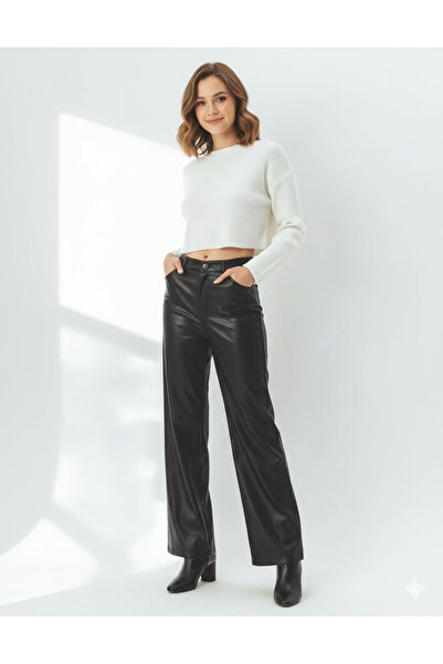 MUG collection Women's Palazzo Leather Trousers Shardonlu