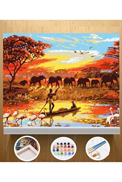 Tuval Sayılarla Boyama Seti 30x40 cm – Safari | Vahşi Doğa Hayvanları Boyama